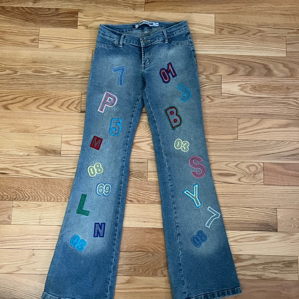 🦋VINTAGE y2k Patchwork Low Rise Jeans - Picture 2 of 6